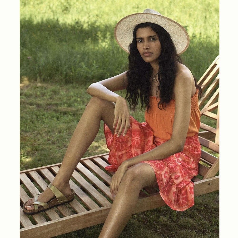 Anthropologie Skirt Large Tangerine Danielle Duer Tiered Skirt Boho Dopamine - Picture 3 of 7